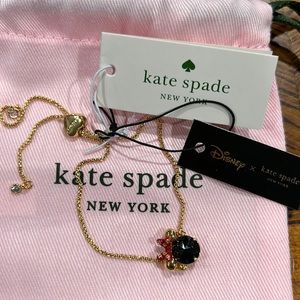 Kate Spade x Disney Minnie Mouse Gold Slider Lariat Bracelet K9172 New
